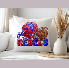 Load image into Gallery viewer, Faux Sequin Football Rebels Red Blue