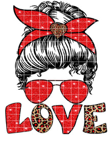 Messy Bun Valentine's Day Glittered