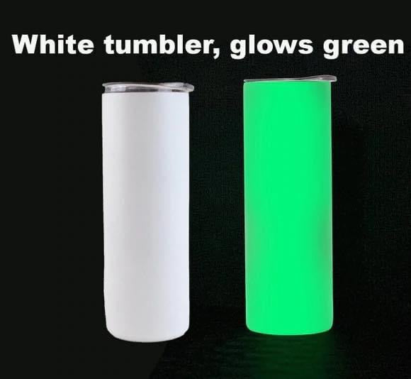 Sublimation Tumbler 20oz Skinny Glow In The Dark Green
