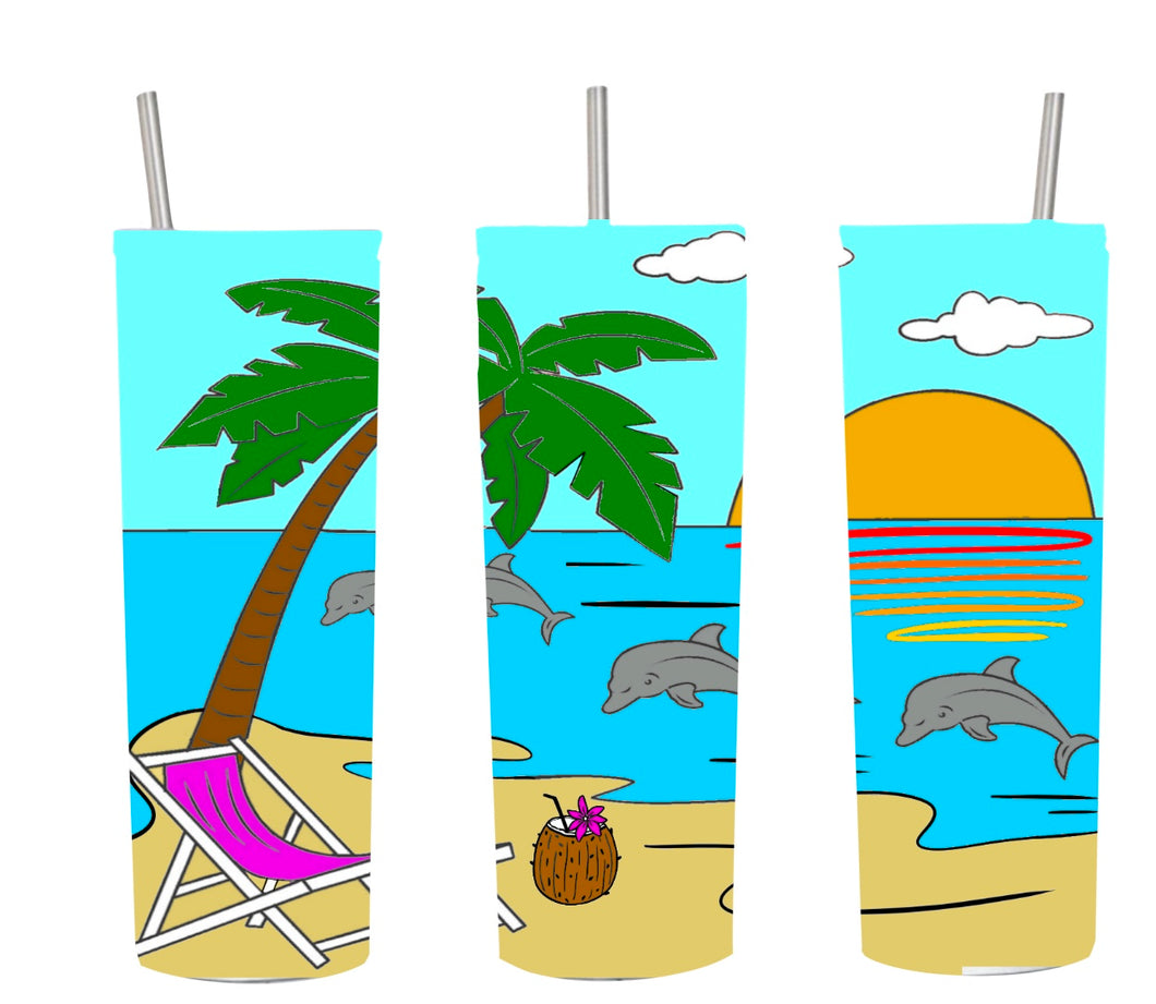 Beach Burst 20 oz Straight Tumbler Template